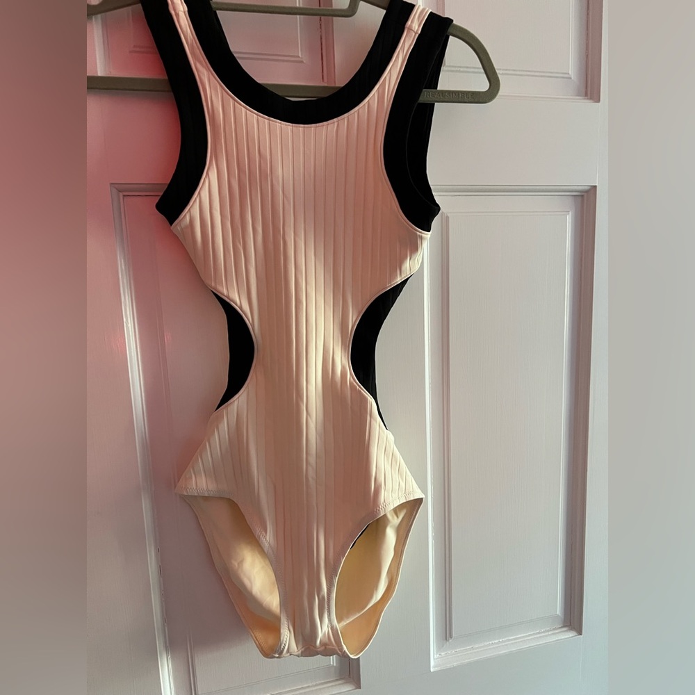 STAUD Cream and Black Cutout One-Piece Swimsuit - Picture 4 of 5